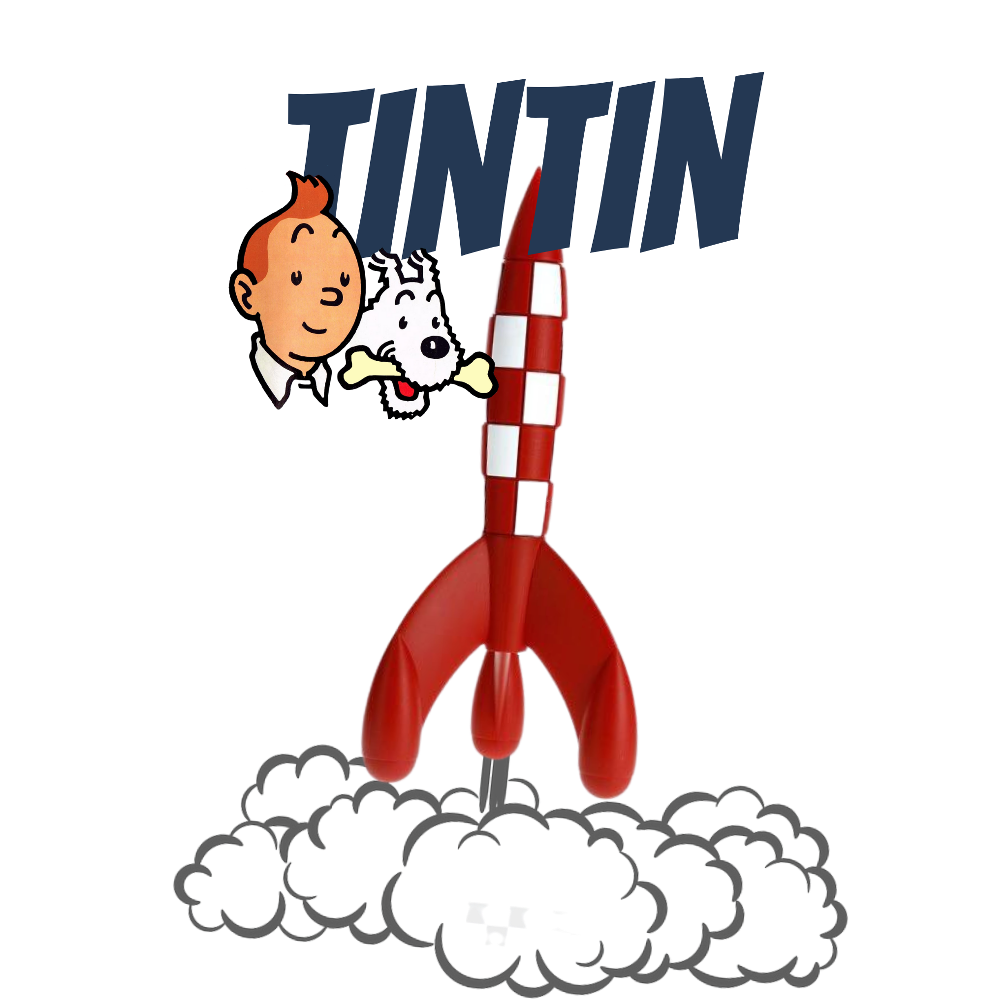 Tintin - Collection - La Fusée Tintin Originale - Rouge - Wit - Hauteur 90  cm - Certificat